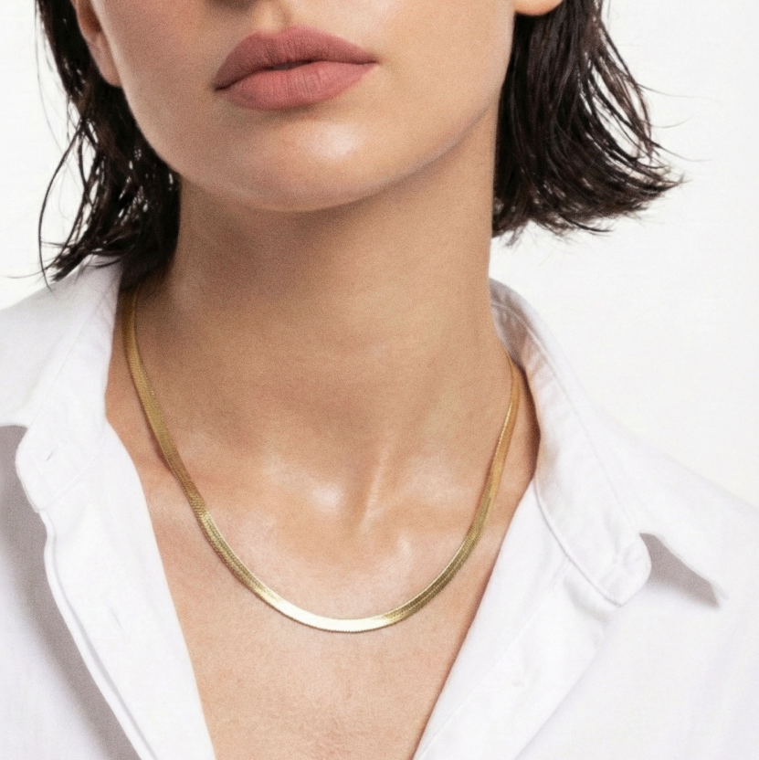 Collier Snake Fin - Acier Doré Inaltérable