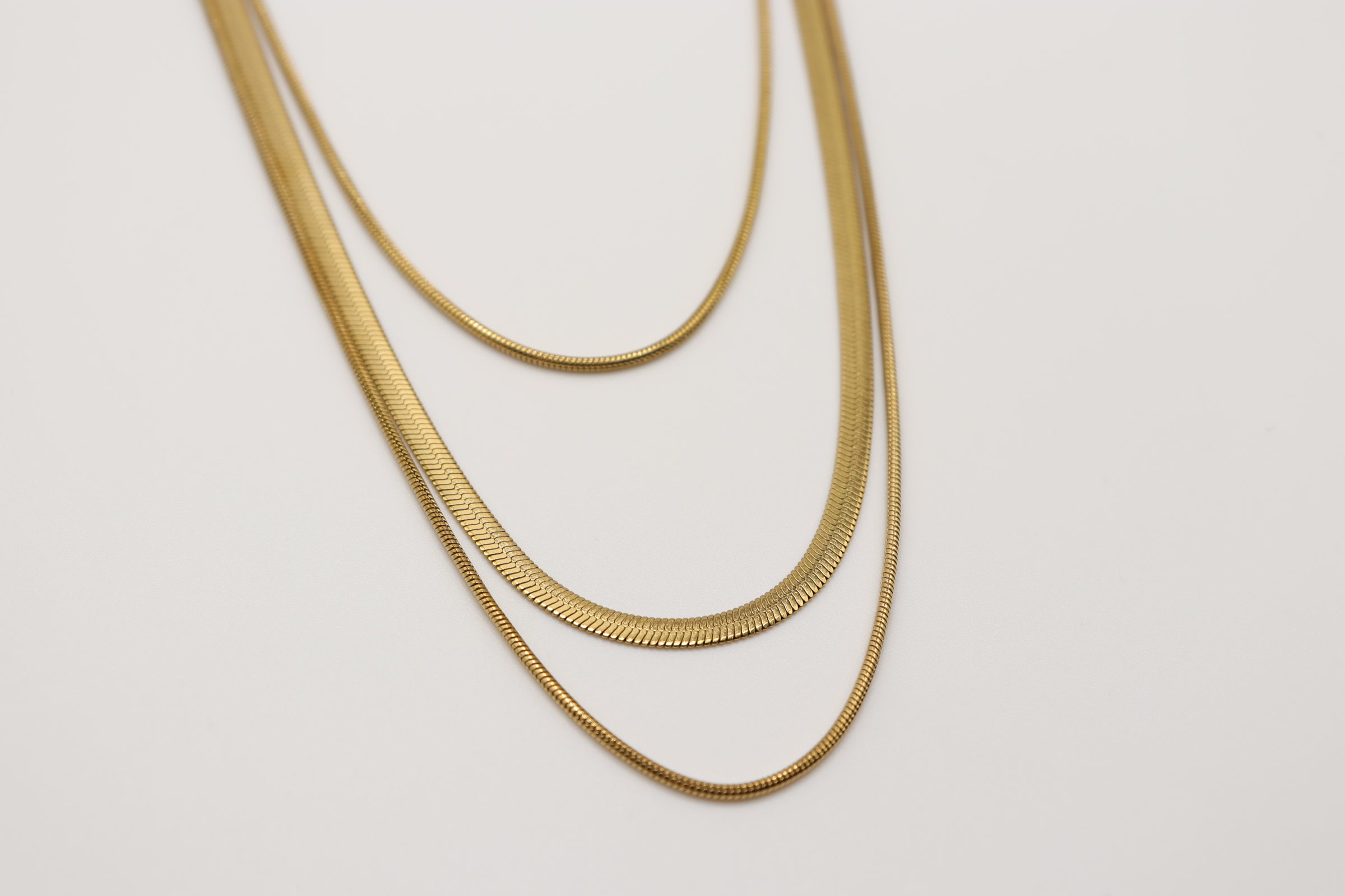 Collier 3-en-1 Snake - Acier Doré Résistant