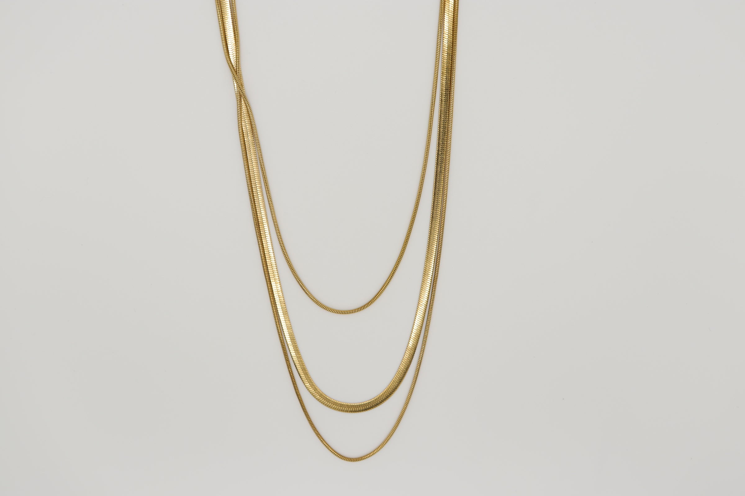 Collier 3-en-1 Snake - Acier Doré Résistant