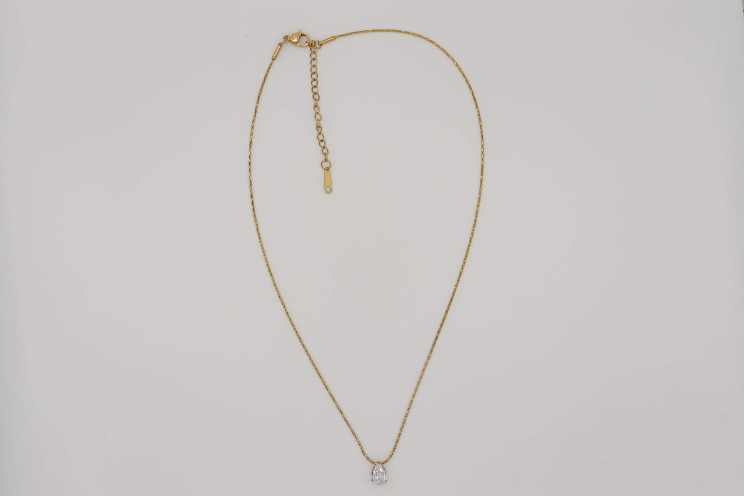 Collier Solitaire - Goutte Oxyde Zirconium Doré