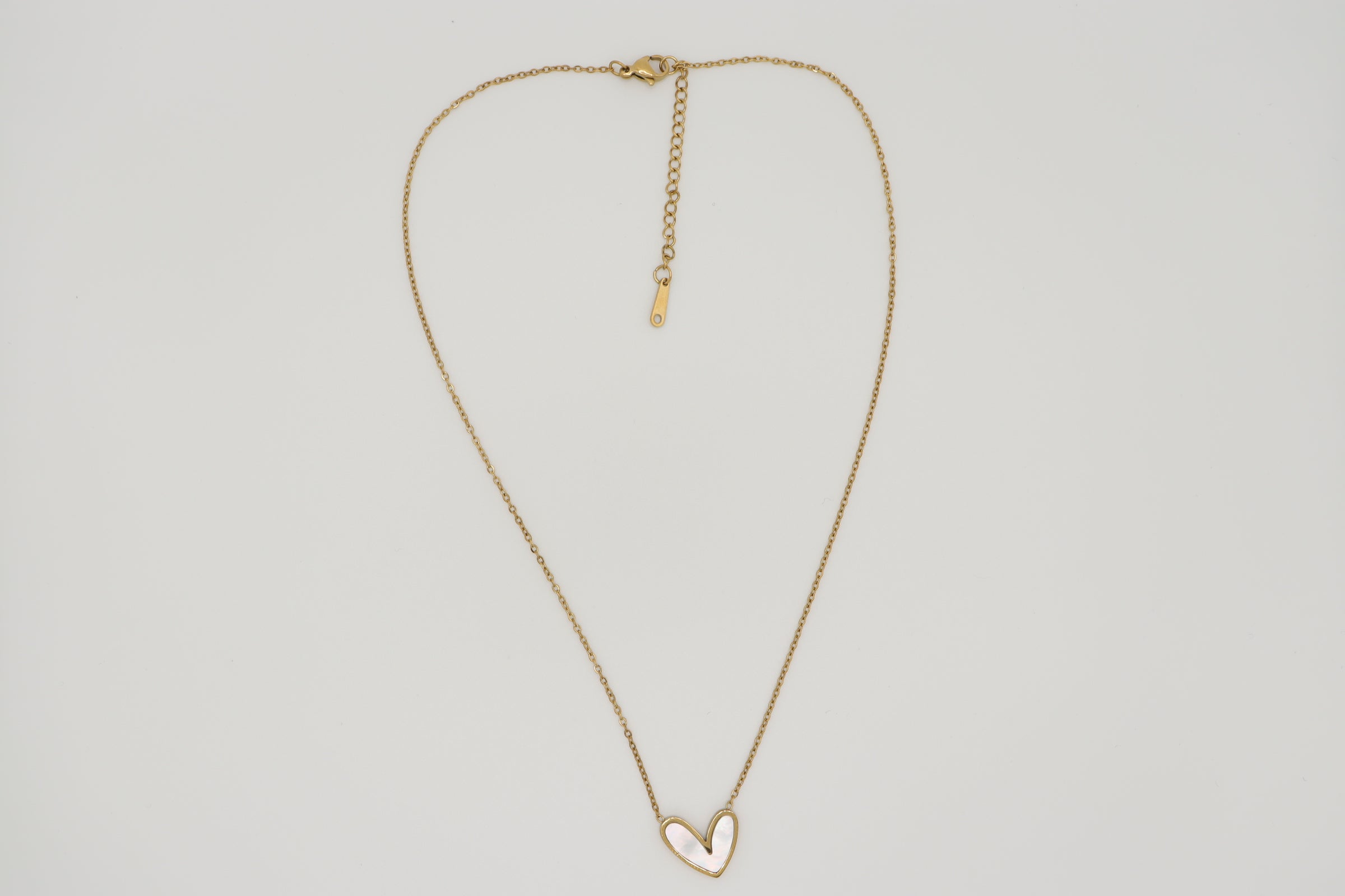 Collier Cœur Nacre - Acier Doré